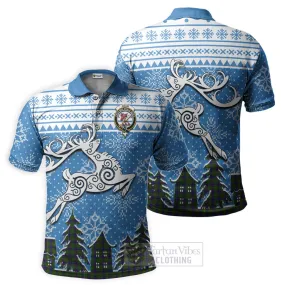 Adam Clan Christmas Polo Shirt Celtic Reindeer Style
