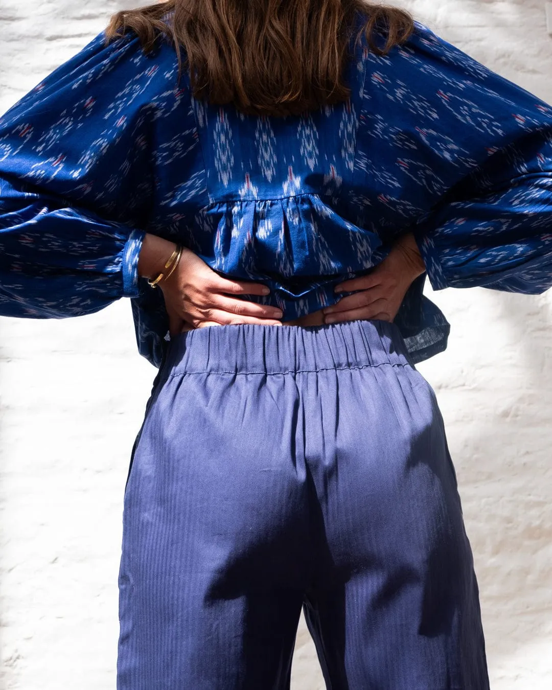 Anna Women's Organic Cotton Culottes | Chevron Indigo