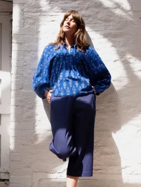 Anna Women's Organic Cotton Culottes | Chevron Indigo
