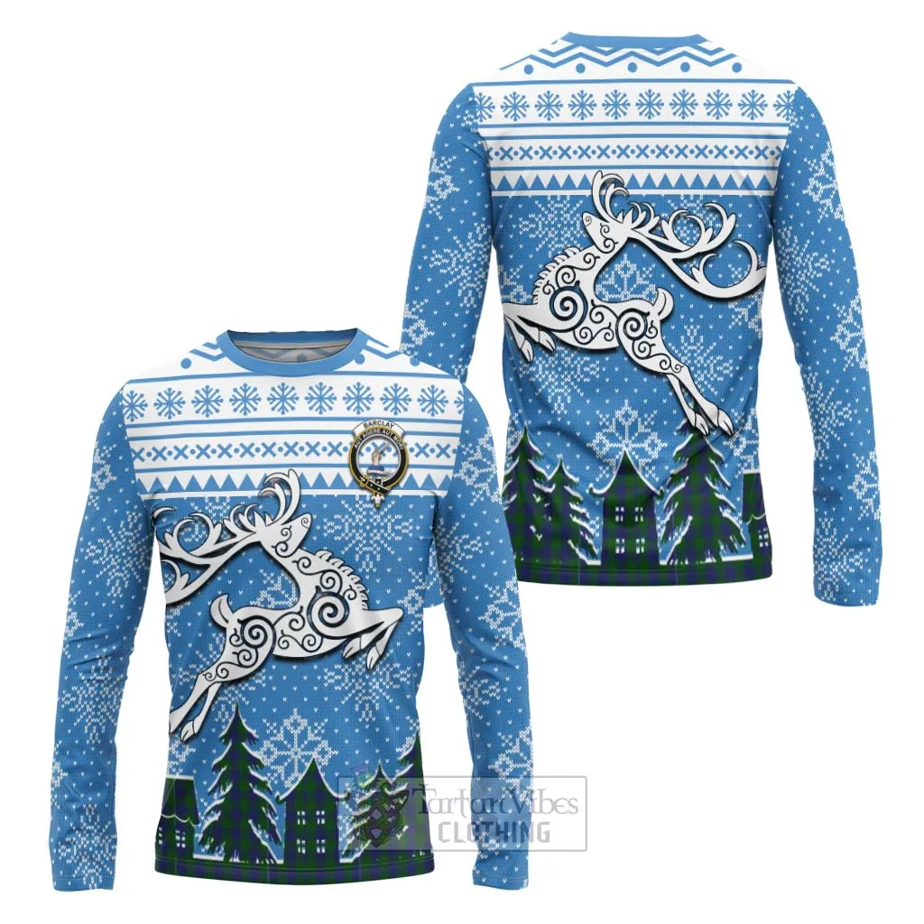 Barclay Clan Christmas Long Sleeve T-Shirt Celtic Reindeer Style