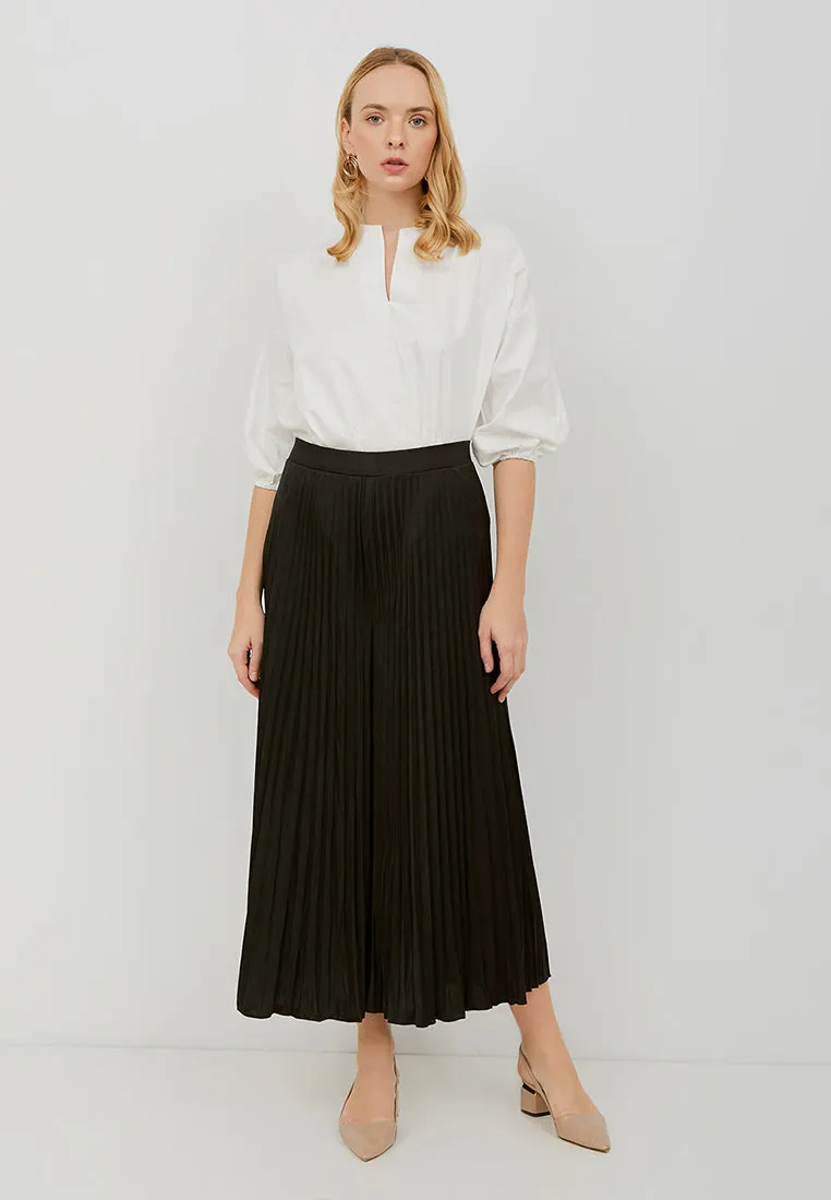 Basic Pleated Culottes Maxi (Black)