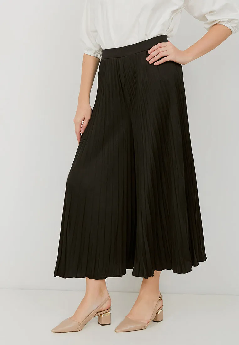 Basic Pleated Culottes Maxi (Black)
