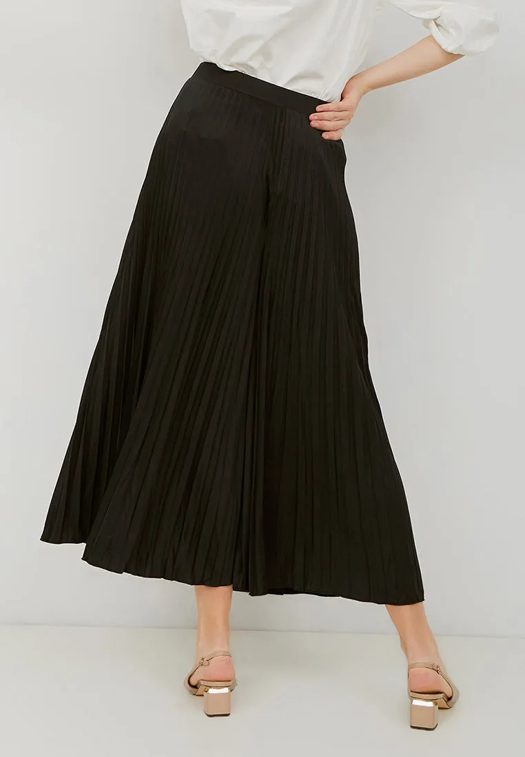 Basic Pleated Culottes Maxi (Black)
