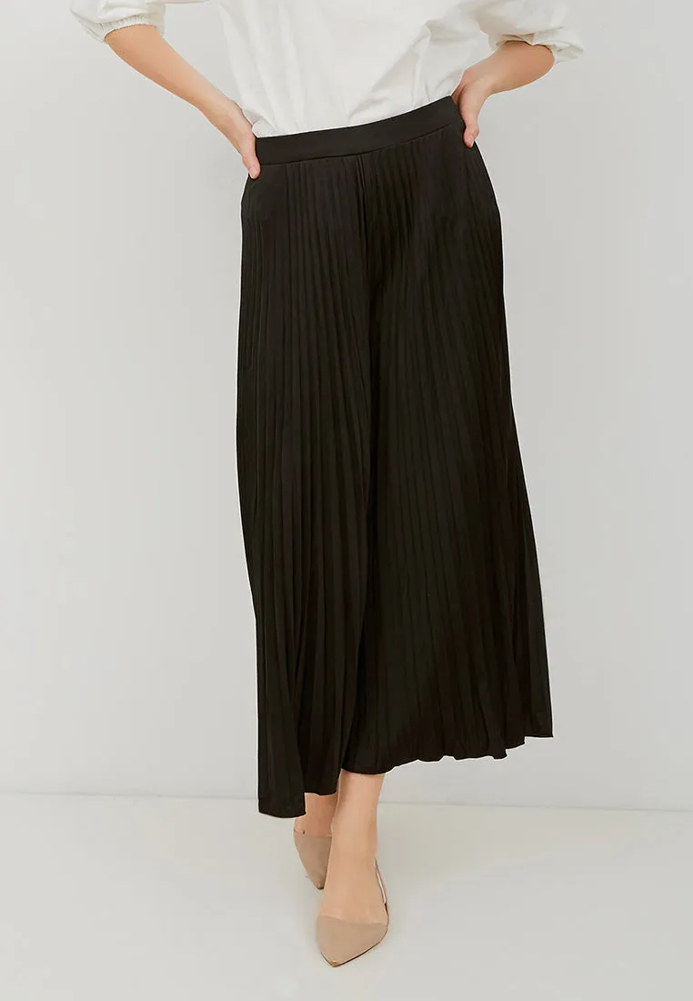 Basic Pleated Culottes Maxi (Black)