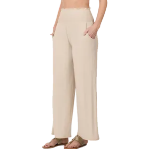 Beige Wide Leg Lounge Pants