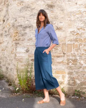 Bibico Carrie oxford indigo weave culottes Denim Blue