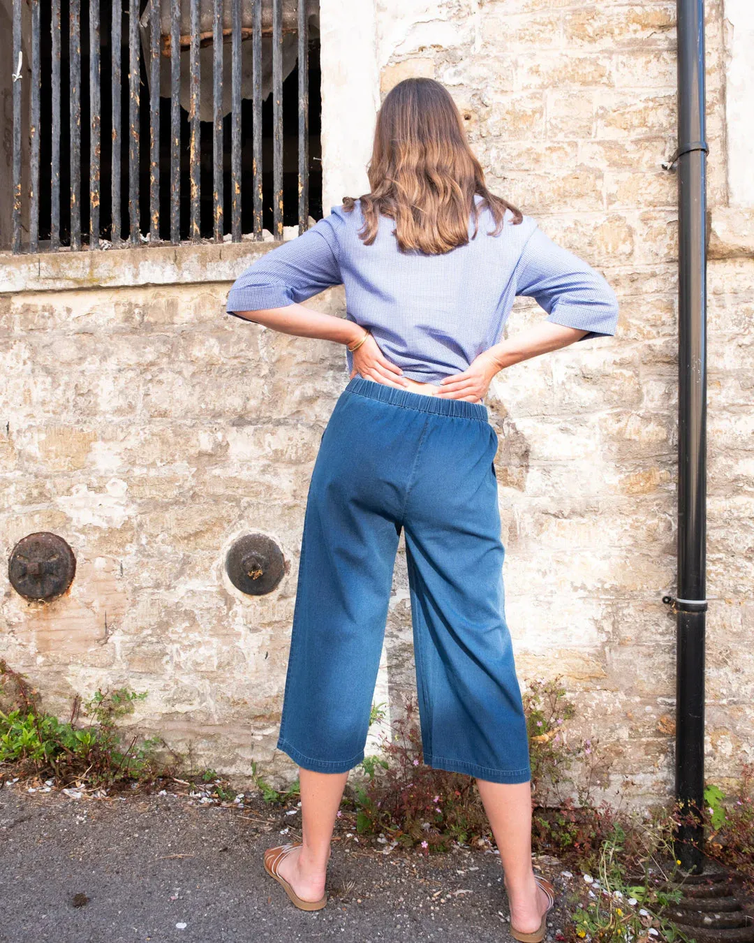 Bibico Carrie oxford indigo weave culottes Denim Blue