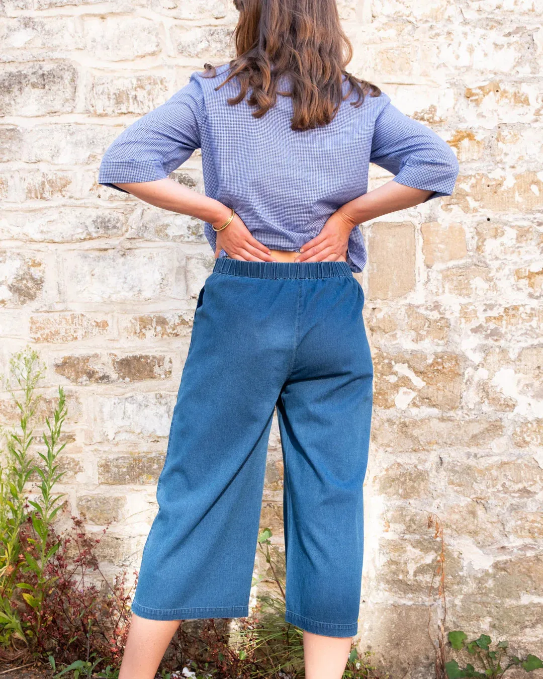 Bibico Carrie oxford indigo weave culottes Denim Blue