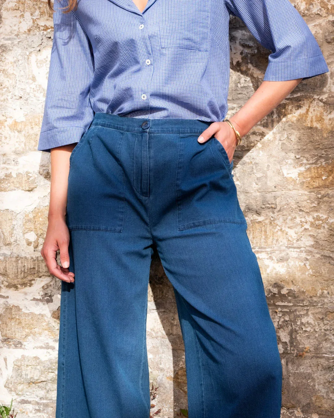Bibico Carrie oxford indigo weave culottes Denim Blue