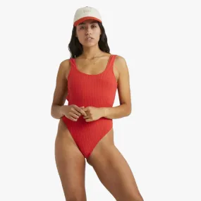 Billabong Womens Terry Rib Square Tanker 1Pc Swimsuit