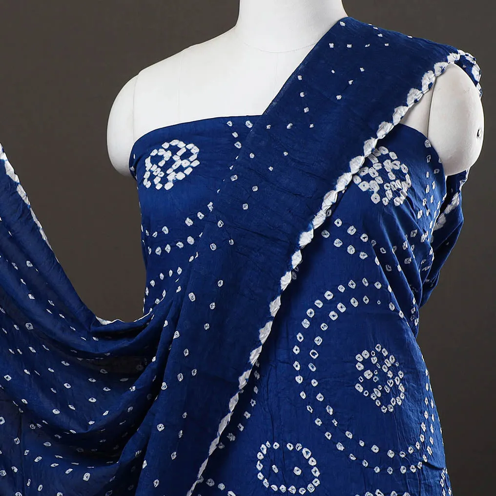 Blue - 3pc Satin Cotton Kutch Bandhani Dress Material 32