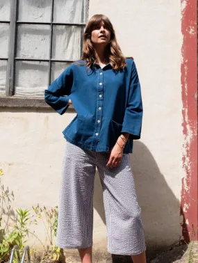 Carrie Women's Cotton Culottes |  Dove Grey Gingham Check
