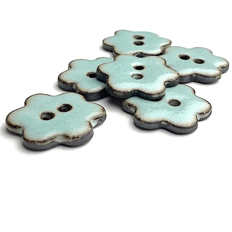 Celadon/Brown Ceramic 3/4" Flower Buttons 2-Hole #RN-CSFL