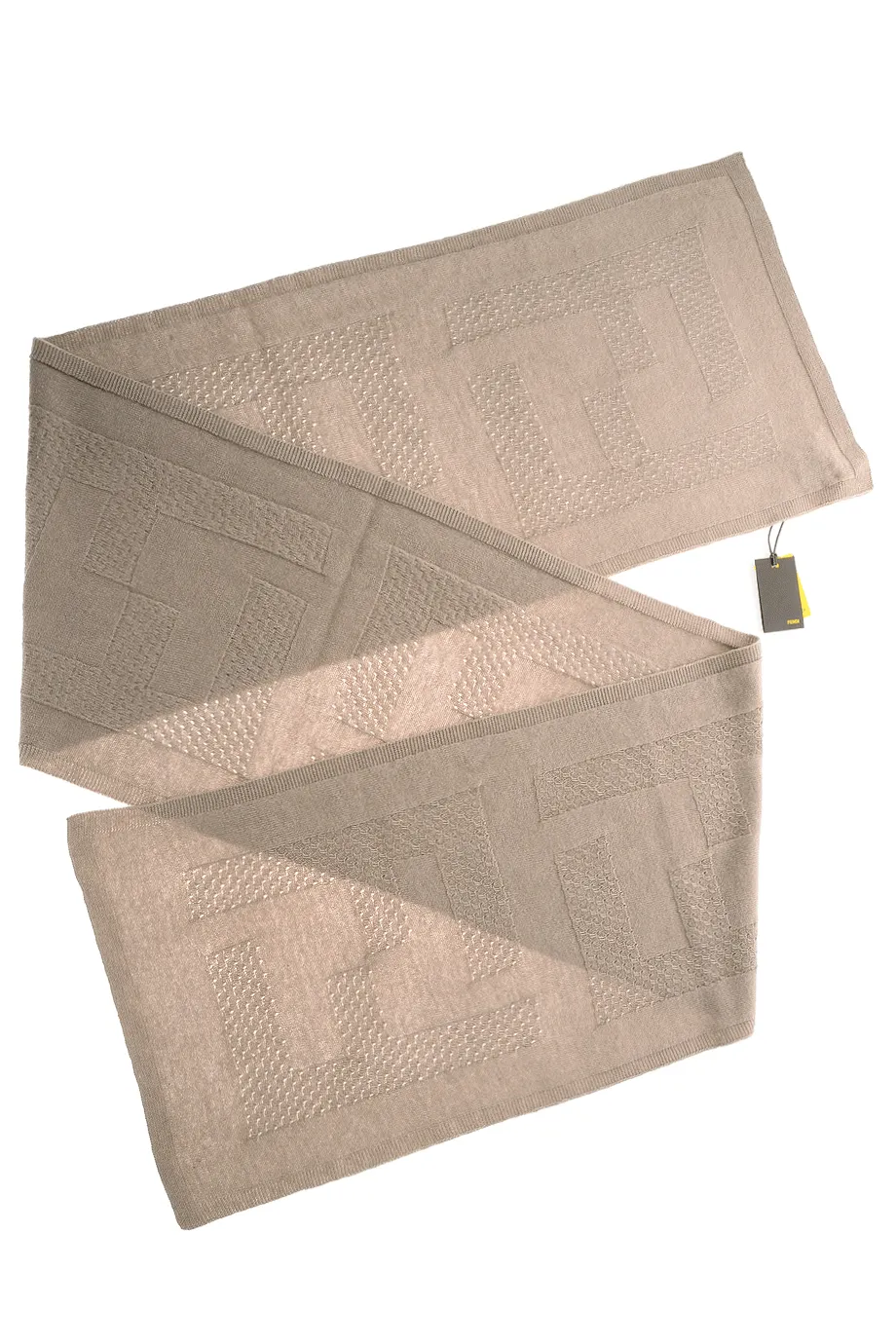 FENDI ZUCCA FF Beige Wool Woman Scarf