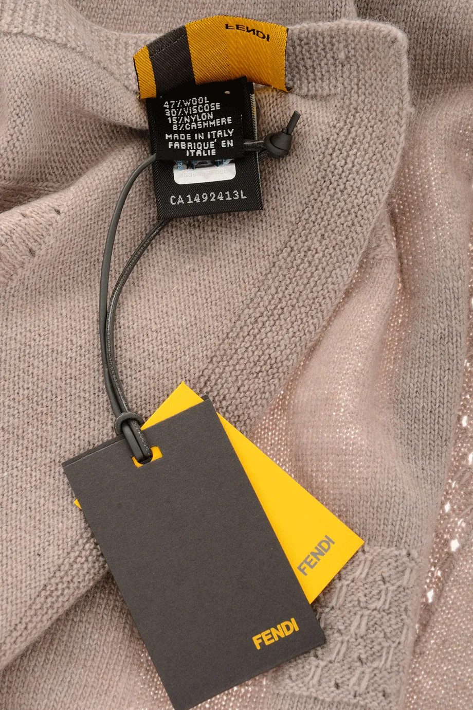 FENDI ZUCCA FF Beige Wool Woman Scarf