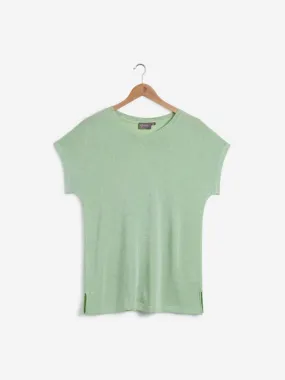 Gia Curves Sage Green Shimmer Detailed Top