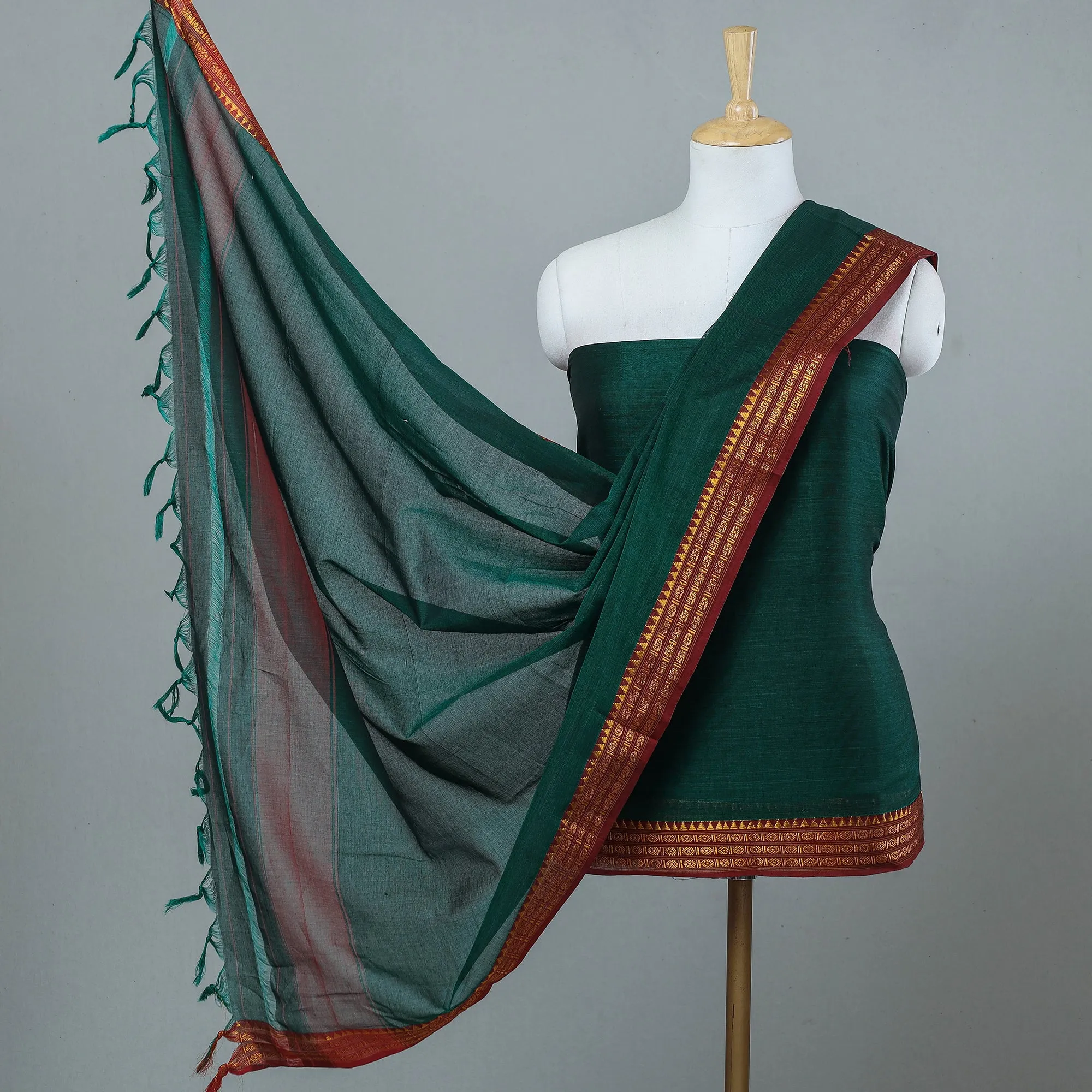 Green - 3pc Dharwad Cotton Suit Material Set 05