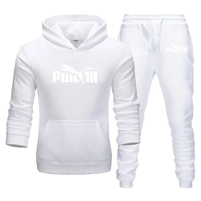Men's Track Field Sportswear Fleece Thickened Hooded Boutique Clothing Casual Hoodies Suit Jacket   Pants Warm Winter Sweatshirt