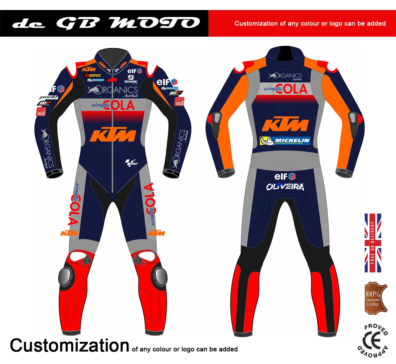 MOTOGP KTM  CUSTOMIZED MOTORBIKE MOTORCYCLE COWHIDE LEATHER RACING SUIT