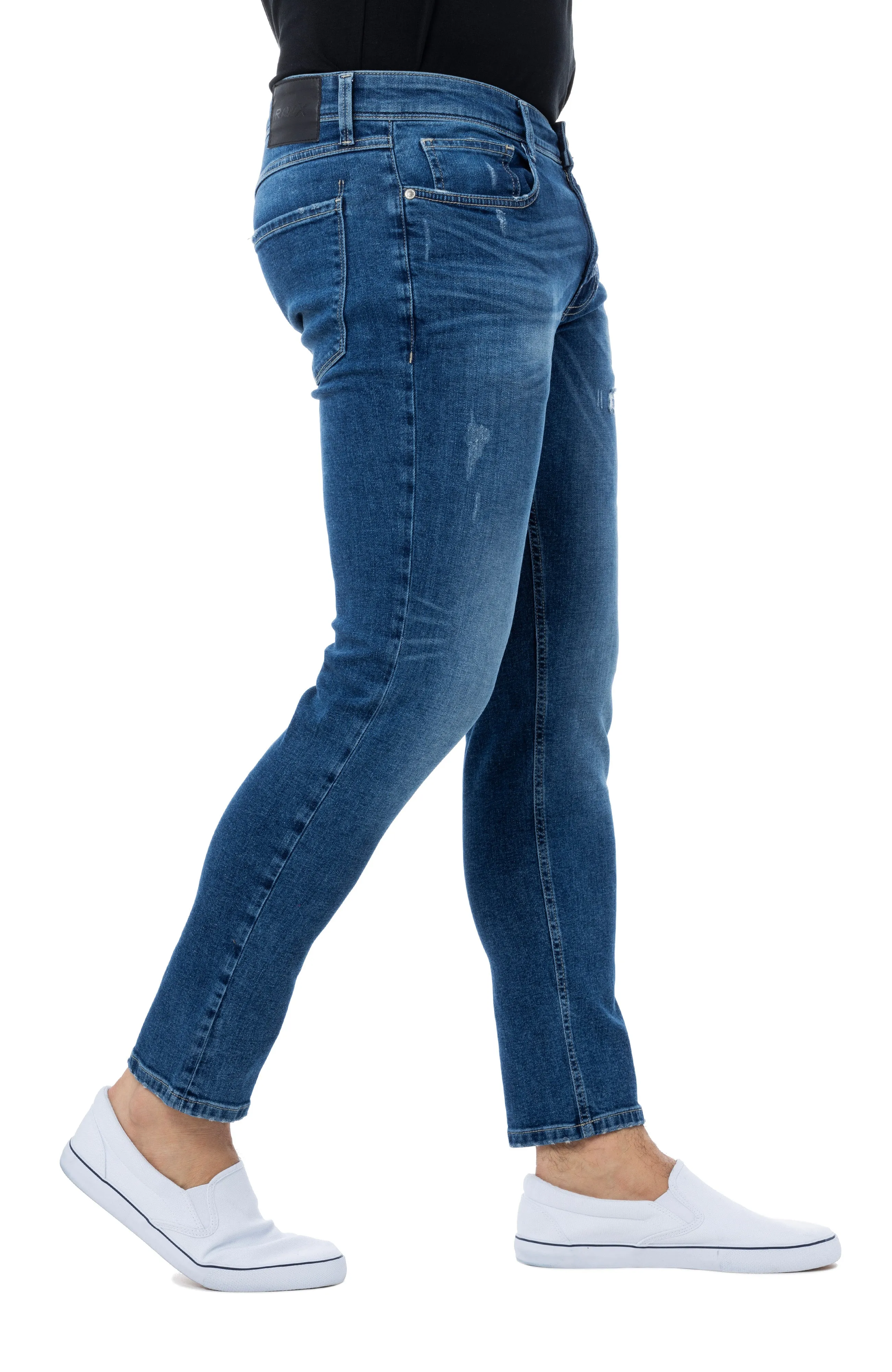 RAW X Men's Skinny Stretch Fit Ripped Denim Pants
