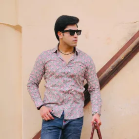 Thunder Grey Sanganeri Booti Print Shirt