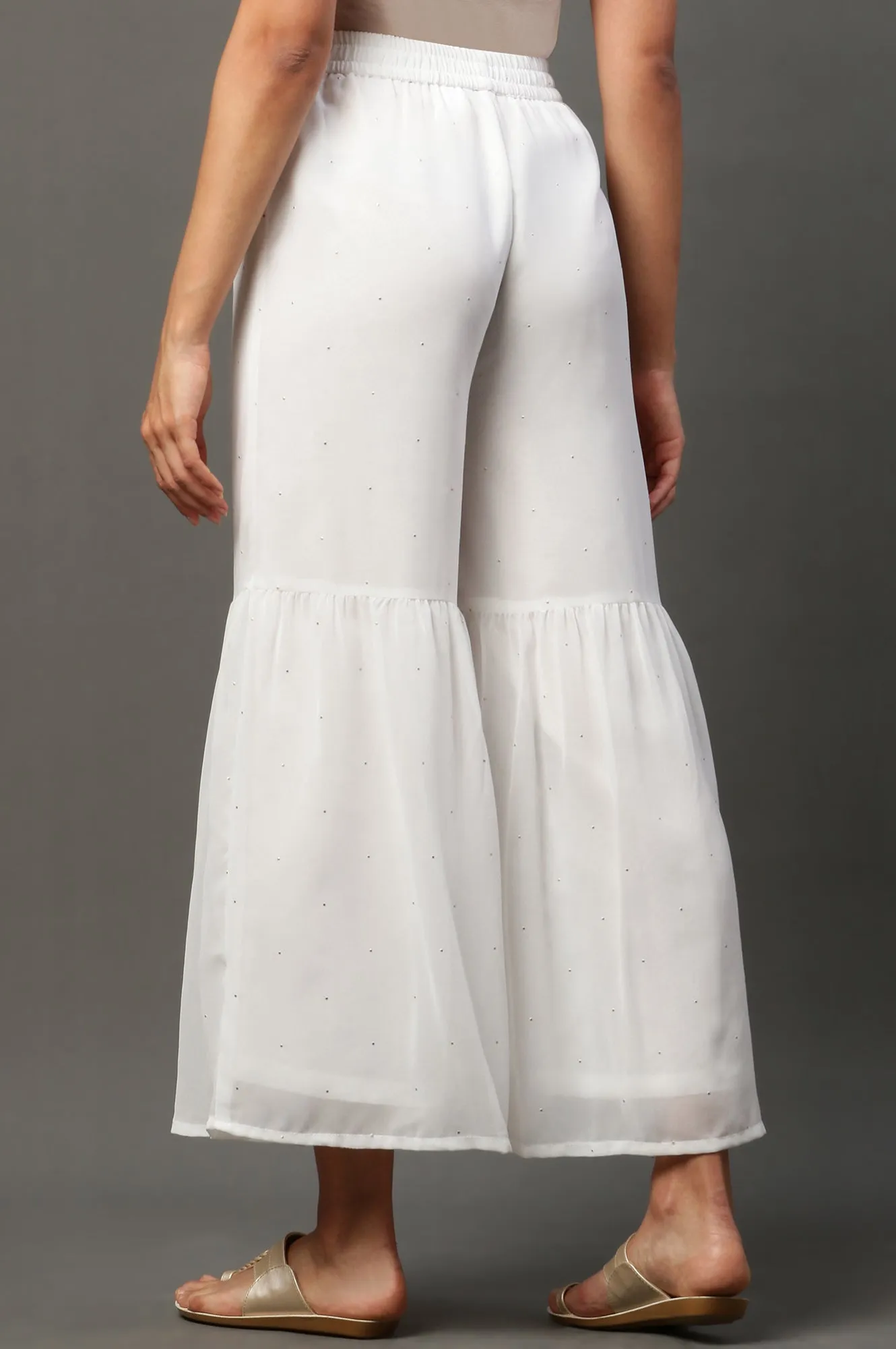 White Tiered Festive Sharara