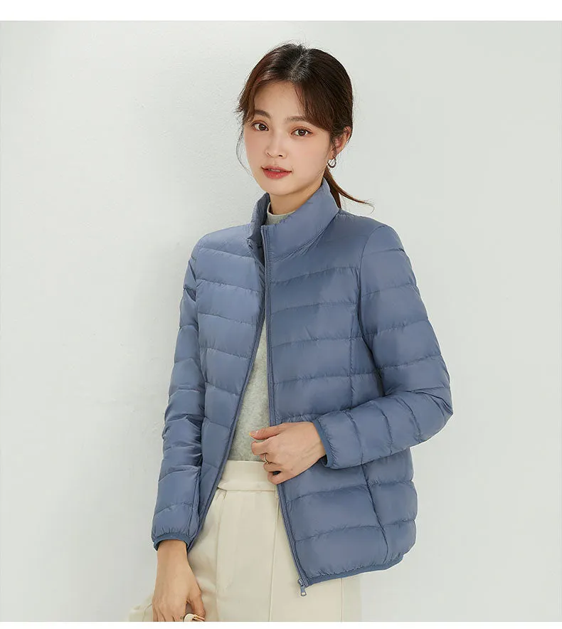 Winter Women's Stand Collar 90% White Duck Down Jacket Ultra Light Down Jackets Slim Long Sleeve Parkas Candy Color Jacket