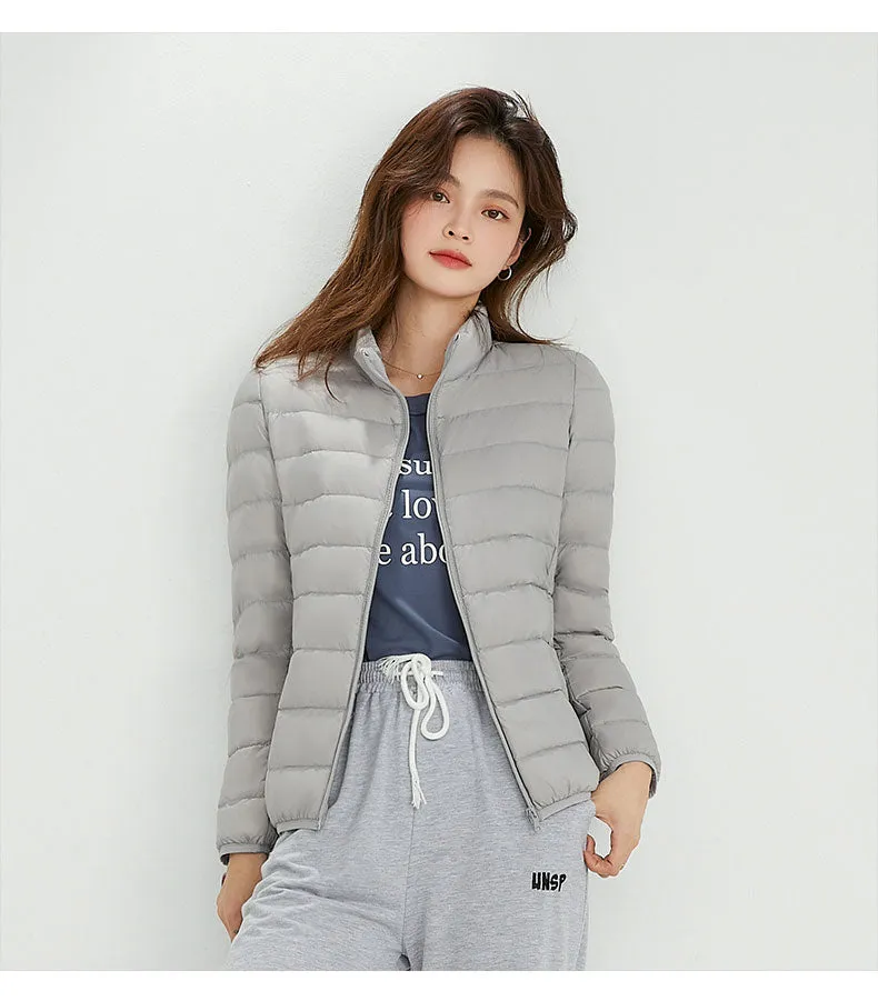 Winter Women's Stand Collar 90% White Duck Down Jacket Ultra Light Down Jackets Slim Long Sleeve Parkas Candy Color Jacket